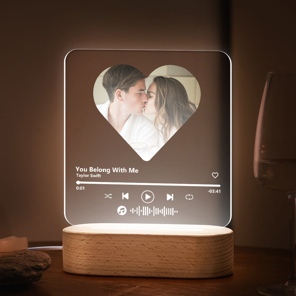 Heart Music Code Plaque Night Light