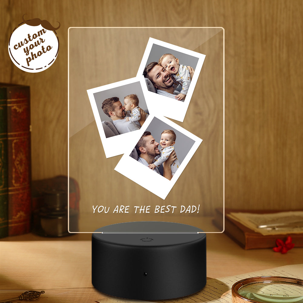 Dad Photo Wood Base Night Light
