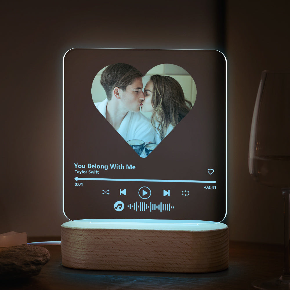 Heart Music Code Plaque Night Light
